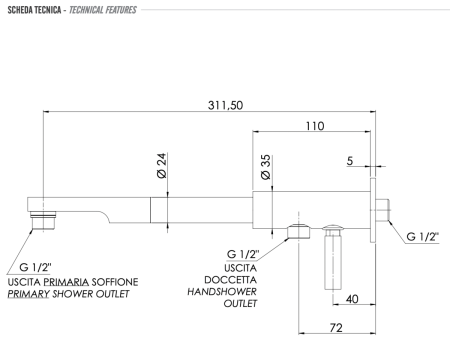 Кронштейн для верхнего душа Remer N348ND30 хром