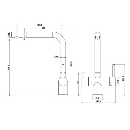 Смеситель для кухни Reflexion Lago RX9903BL на мойку вороненая сталь