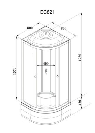 Душевая кабина Parly Classic EC821 80х80 четверть круга с крышей ориентация универсальная