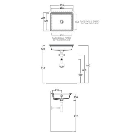 Раковина керамическая Simas Top e lavabi d'Arredo S59 nero matt*0 50 см встраиваемая цвет черный без отверстий под смеситель