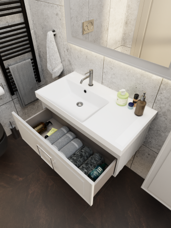 Тумба с раковиной La Fenice CUBO NFNC-01-CUB-C-90-1-90L 90х50 подвесная цвет бежевый