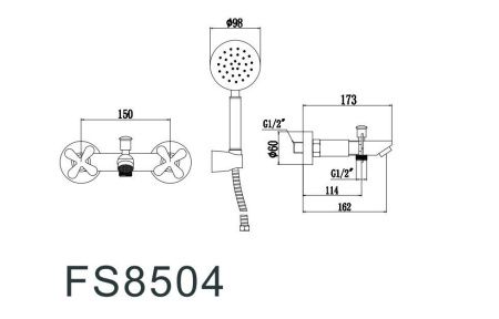 Смеситель для ванны и душа Fmark FS8504 настенный сатин