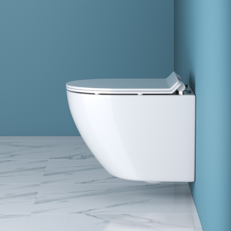 Унитаз подвесной BelBagno SFERA-R BB046CHR/BB2111SC белый с сиденьем микролифт безободковый каскадный смыв