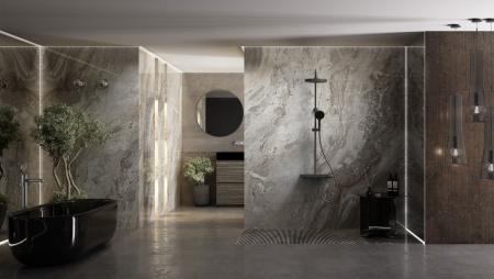 Душевая стойка Vincea Inspire VSFS-3I12TMB настенная цвет черный матовый с термостатом