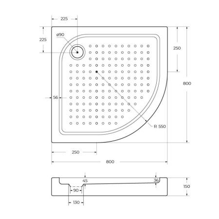 Душевой поддон акриловый BelBagno TRAY-BB-R-80-550-15-W 80х80 белый с ножками