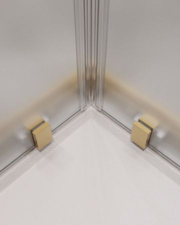 Душевой уголок Cezares MOLVENO MOLVENO-A-22-90+20-P-BORO 110х110 стекло рифленое профиль золото без поддона