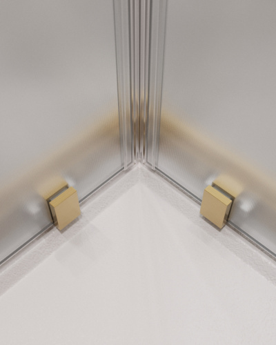 Душевой уголок Cezares MOLVENO MOLVENO-A-2-90-P-BORO 90х90 стекло рифленое профиль золото брашированное без поддона - фото 4