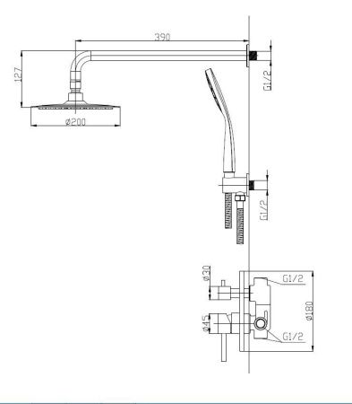 Душевая система BelBagno ETNA ETNA-SET-DDS-IN встраиваемая в стену цвет серый