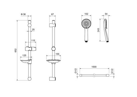 Душевой гарнитур Aquatek БЕТТА AQ2015CR настенный хром