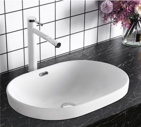 Раковина из сантехнического фарфора Cerutti SPA CR018 60х40 накладная цвет белый без отверстий под смеситель