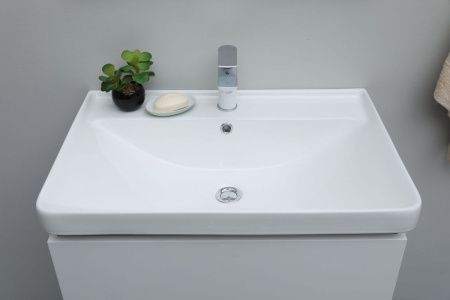 Раковина керамическая Aquanet Ирис 00301804 70х50 полувстраиваемая цвет белый 1 отверстие под смеситель