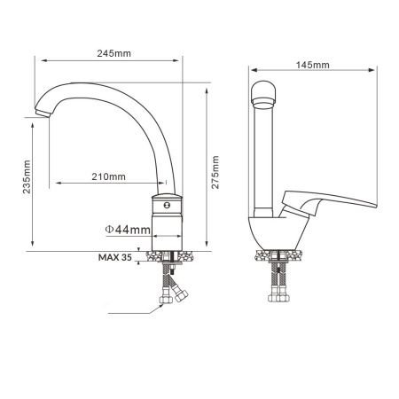 Смеситель для кухни WesnaArt Kometa KOM17-12040 на мойку хром