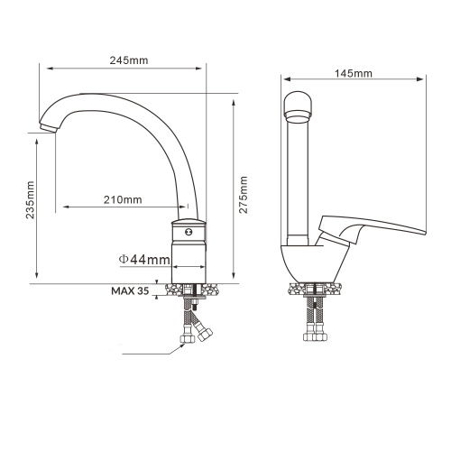 Смеситель для кухни WesnaArt Kometa KOM17-12040 на мойку хром - фото 2