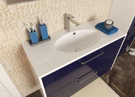 Раковина из литьевого мрамора Эстет Вегас ФР-00000994 100х45 накладная цвет белый 1 отверстие под смеситель