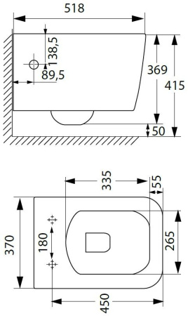 Чаша унитаза подвесная Allen Brau Liberty 4.33009.20 цвет белый без сиденья безободковая каскадный смыв