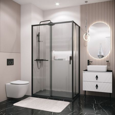 Душевой уголок Grossman Style 120.K33.05.1090.21.02 100х90 стекло текстурное профиль черный без поддона