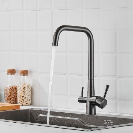 Смеситель для кухни Shevanik S528T на мойку оружейная сталь