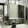 Душевая шторка на ванну Maybah Glass MGV-84-6ш 40х140 стекло тонированное профиль черный ориентация универсальная