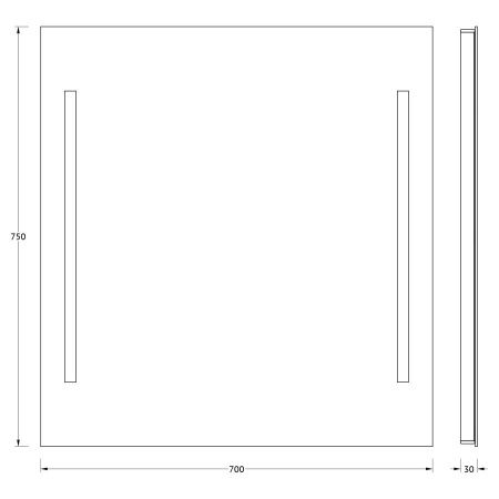 Зеркало с подсветкой Evoform Ledline BY 2116 70х80 подвесное