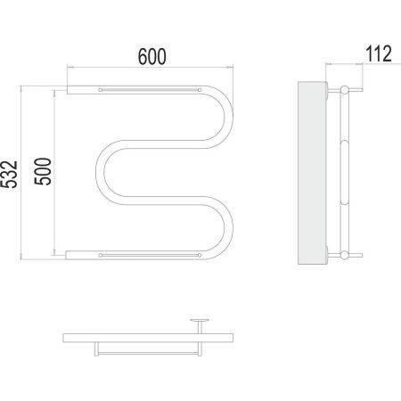 Полотенцесушитель Terminus 4620768880346 60х53 водяной хром