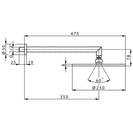 Верхний душ Cisal Less New DS01363040 черный