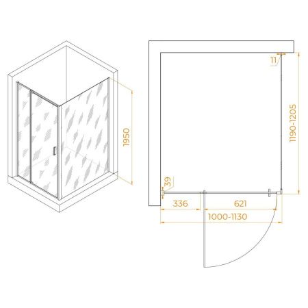 Душевой уголок RGW Passage 350807802-14 120х100 стекло прозрачное профиль черный без поддона