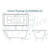 Ванна чугунная Delice Prestige DLR230625-AS 170х75 пристенная прямоугольная без ножек с антискользящим покрытием