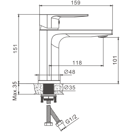 Смеситель BELZ B10678 на раковину хром