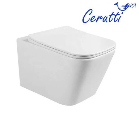 Унитаз подвесной Cerutti SPA CT9164 белый с сиденьем микролифт безободковый каскадный смыв