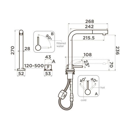 Смеситель для кухни Omoikiri Nara 2 Plus-S 4994369 на мойку нержавеющая сталь