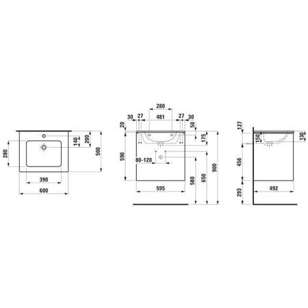 Тумба с раковиной Laufen Pro 8.6496.0.261.104.1 60х50 подвесная цвет белый