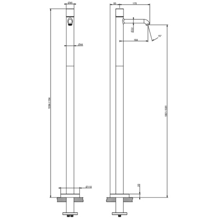 Смеситель для раковины Gessi Habito 70095#706 напольный черный