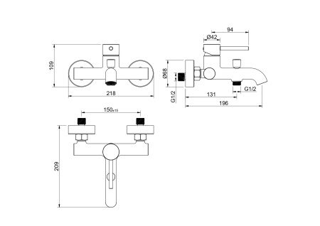 Смеситель для ванны Aquatek Европа AQ1340BG настенный золото без термостата