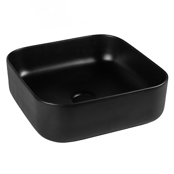 Раковина из сантехнического фарфора Bond Cube S57-388 39х39 накладная цвет черный глянцевый