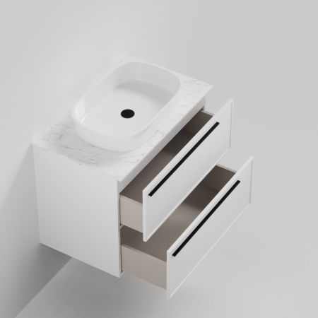 Тумба со столешницей La Fenice ELBA TWIN NFNC-01-ELB-B-80-2-3-GG 80х50 подвесная цвет белый