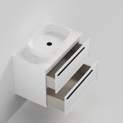 Тумба со столешницей La Fenice ELBA TWIN NFNC-01-ELB-B-80-2-3-GG 80х62х49 подвесная цвет белый - фото 2