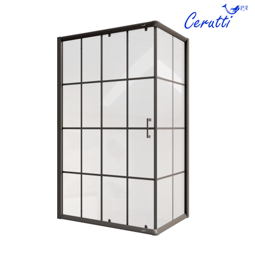 Душевой уголок Cerutti SPA MUZA120 80х120 стекло прозрачное с рисунком профиль черный - фото 2