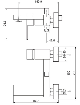 Смеситель для ванны с душем Aquanet Blanco AF420-20W настенный белый без термостата