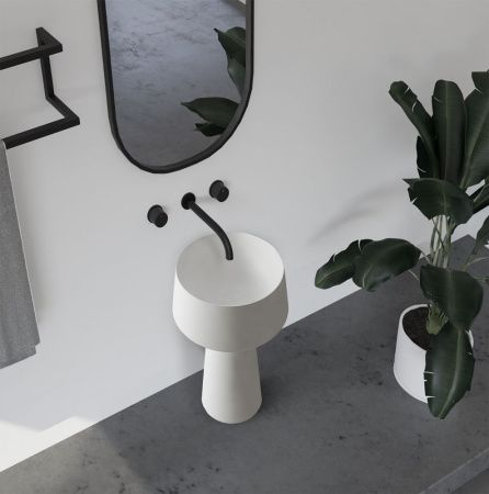 Раковина из искусственного камня Abber STEIN AS2508 50х50 напольная цвет белый без отверстий под смеситель