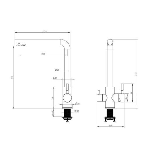 Смеситель для кухни Knotlor STREAMLINE SS-08 на мойку сатин - фото 3