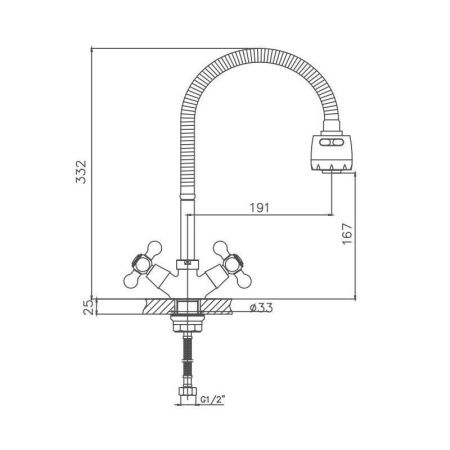 Смеситель для кухни Cron CN4319-3 на мойку хром
