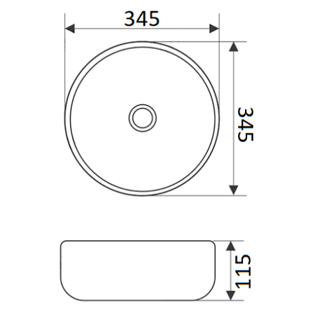 Раковина из санфаянса CeramaLux 7078DMB 35х35 накладная цвет черный матовый