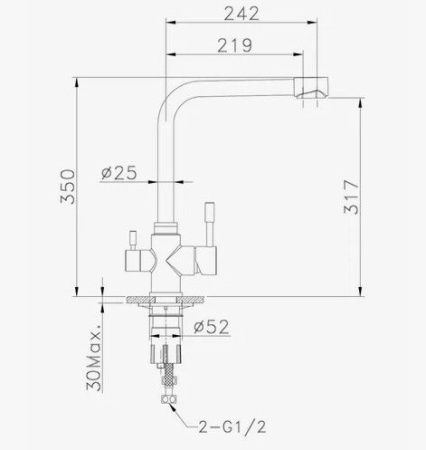 Смеситель для кухни D-Lin H159315-1 на мойку сатин