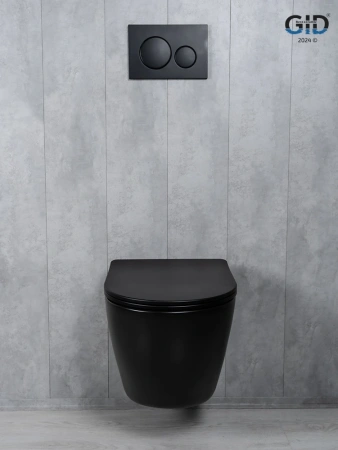 Унитаз подвесной Gid Tornado 62261Y черный матовый с сиденьем микролифт безободковый смыв торнадо