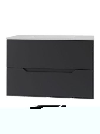 Тумба с раковиной Orange Line Li-80Tub+Ra 80х50 подвесная цвет черный