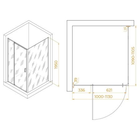 Душевой уголок RGW Passage 350807801-14 110х100 стекло прозрачное профиль черный без поддона