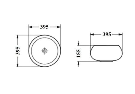 Раковина из сантехнического фарфора Bond Circle S52-390 40х40 накладная цвет белый без отверстий под смеситель