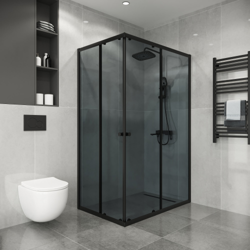 Душевой уголок Niagara Eco NG-1118-14QT 107х78 стекло тонированное профиль черный матовый - фото 3