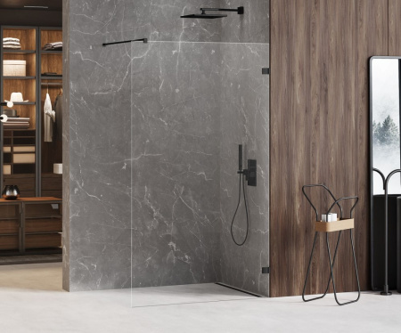 Душевая перегородка New Trendy AVEXA Black EXK-1975 160х200 стекло прозрачное профиль черный