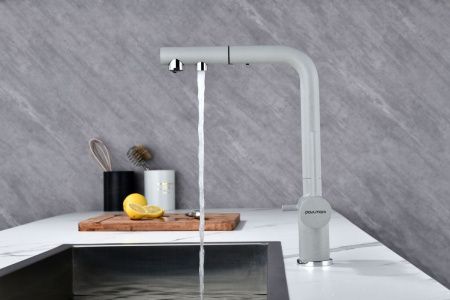 Смеситель для кухни Paulmark SERPENTINE Se213222-GRS на мойку серый